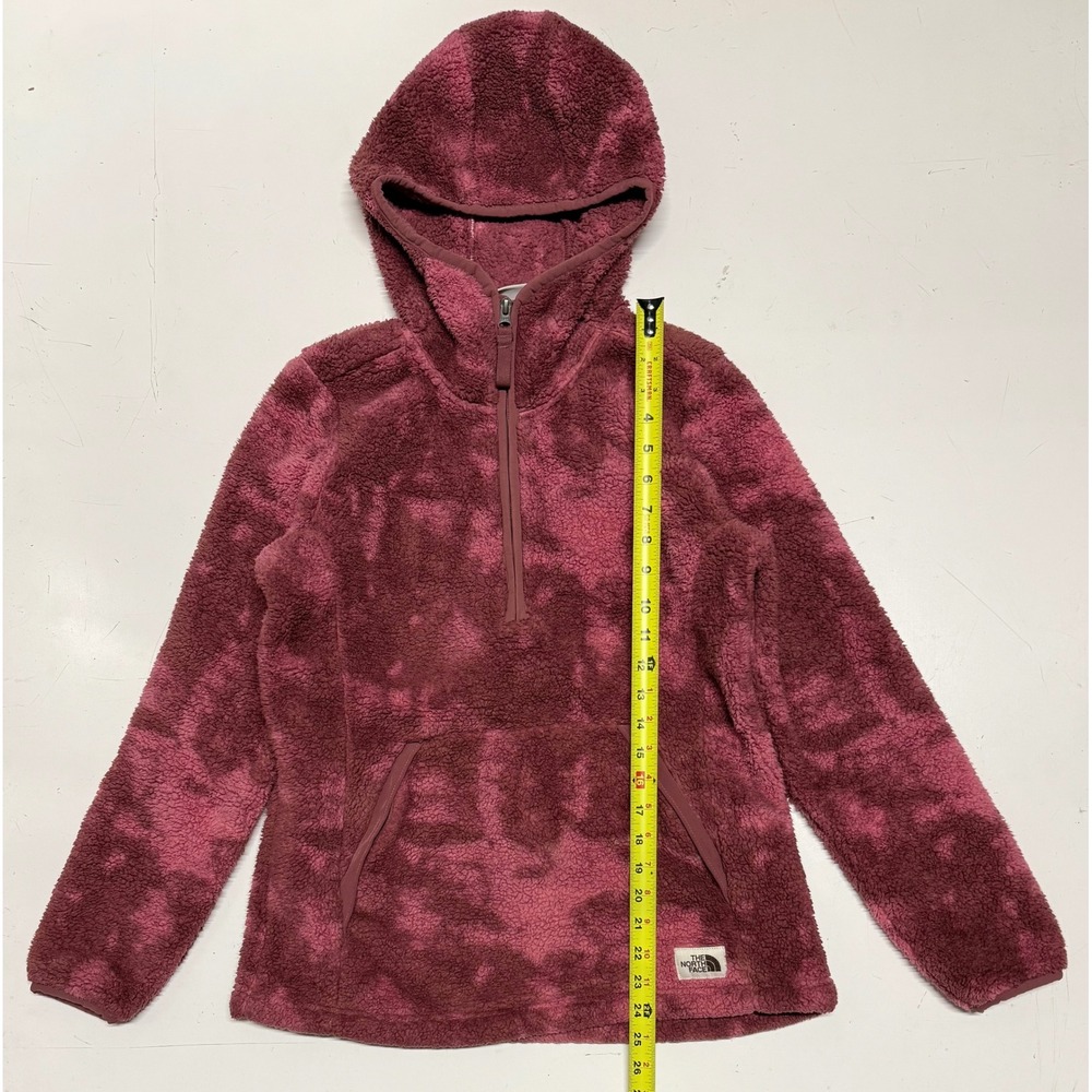 The North Face Campshire Sherpa Fleece Hoodie Pink Tie Dye 1/4 Zip Womens Small